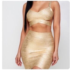 Brand New Gold Skirt Set